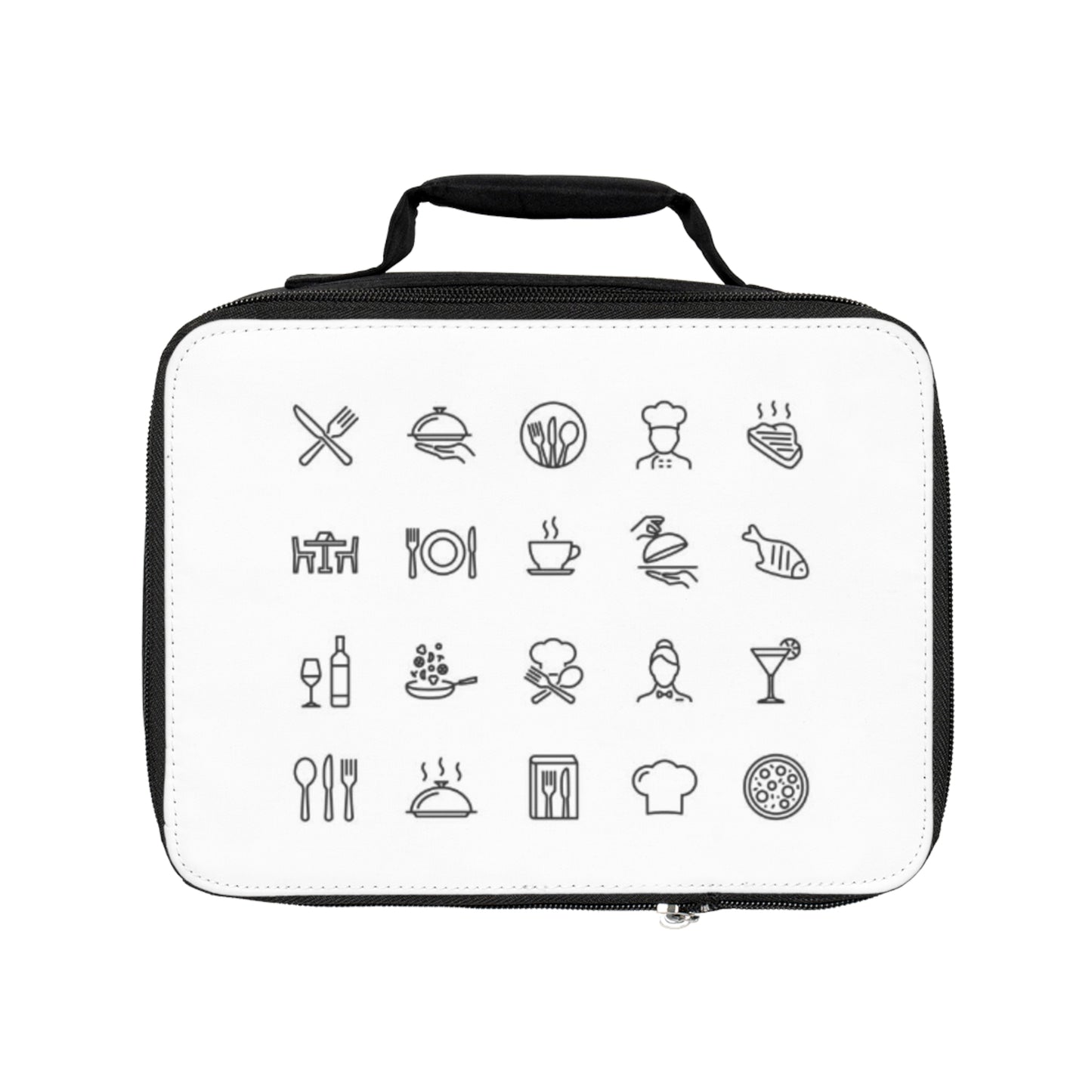 Stylish Lunch Bag with Food Icons | Insulated Tote for Work/School, Meal Prep, Picnics, Vegan Gifts