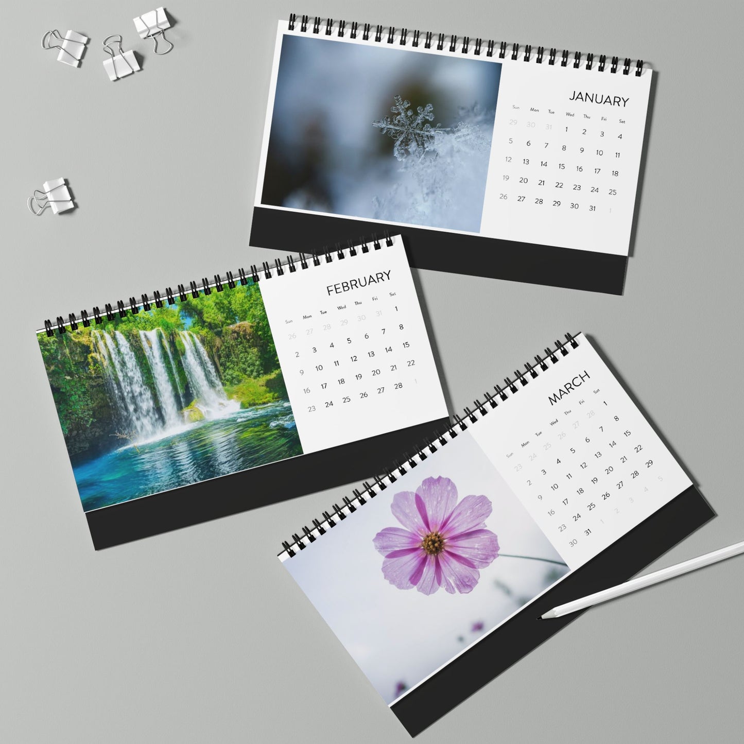 2025 Spiral Desktop Calendar with Inspirational Quotes, Home Office Decor, Planner Gift, Monthly Organizer, Greenery Design
