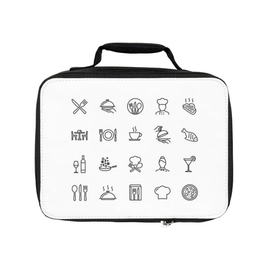Stylish Lunch Bag with Food Icons | Insulated Tote for Work/School, Meal Prep, Picnics, Vegan Gifts