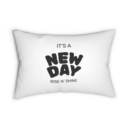 Motivational Lumbar Pillow - "It's a New Day" - Perfect for Home Decor, Gifting, Relaxation, Couch Accessories, Inspirational Quotes