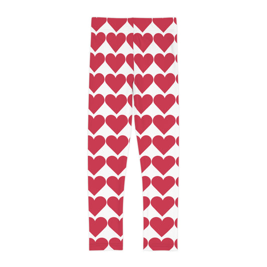 Heart Pattern Girls Leggings, Colorful Girls Activewear, Valentine’s Day Gift, Comfortable Toddler Leggings, Fun Everyday Outfit